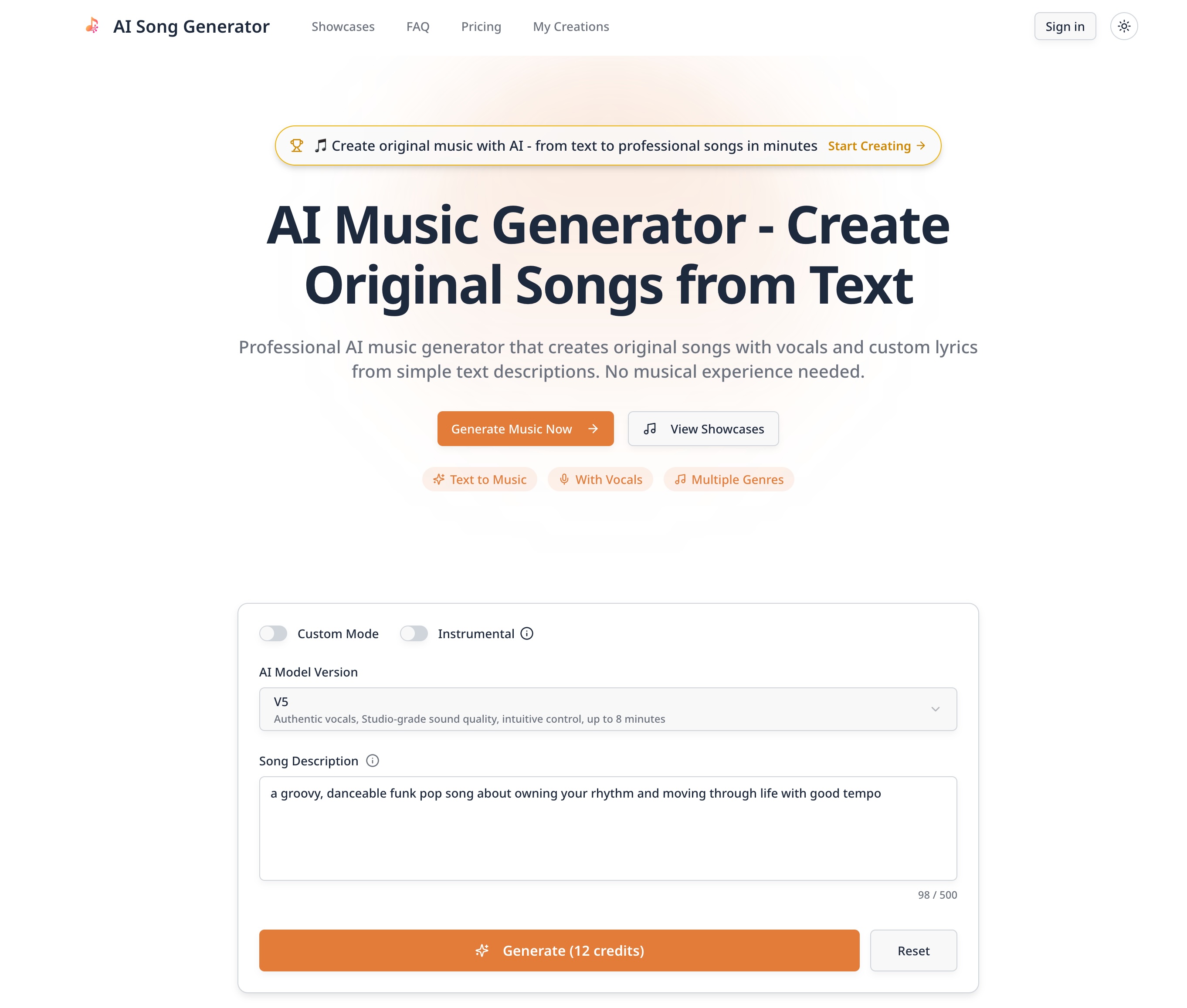 AI Music Generator - Create Songs from Text with AI