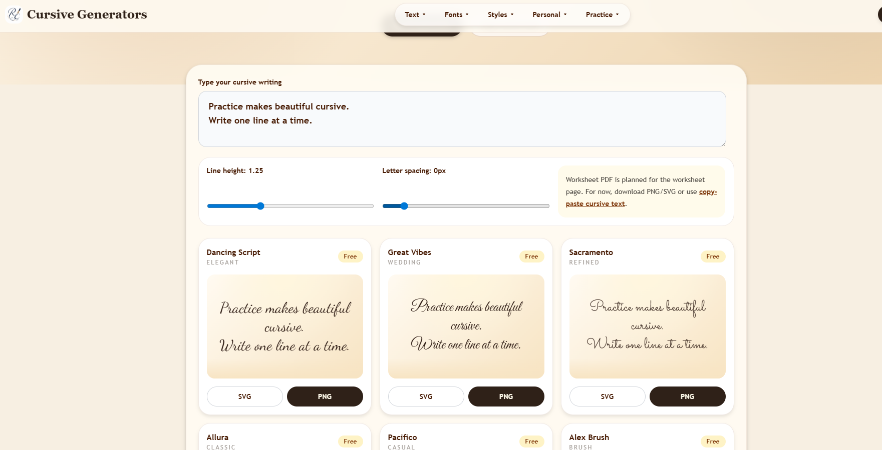 Cursive Generators
