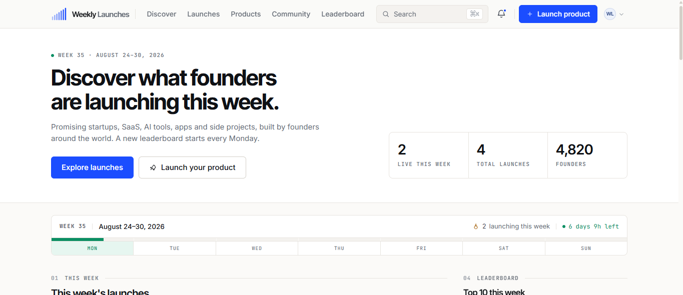 Weekly Launches